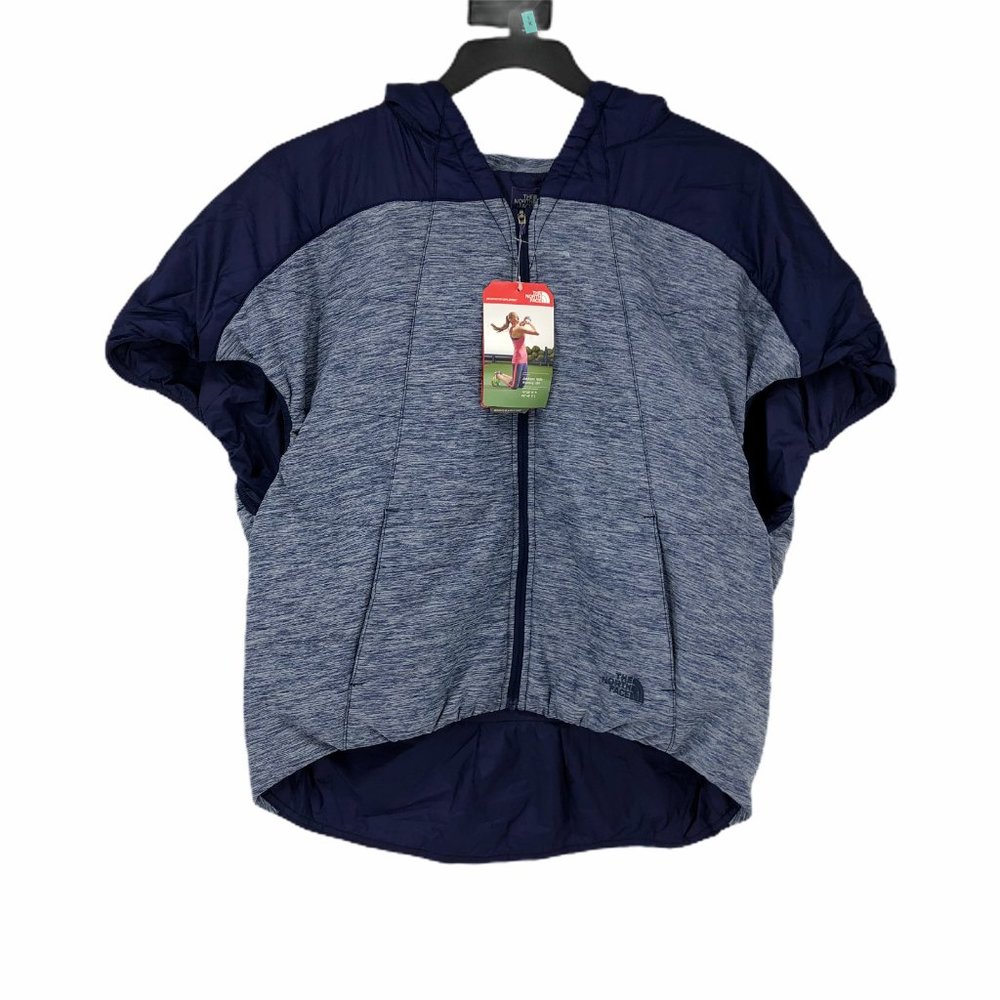 North Face Blue Pseudo Poncho Vest Small Petite
